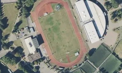 Satellite view showing Mile End Stadium in London
