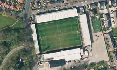 Satellite view showing Spotland Stadium in North West