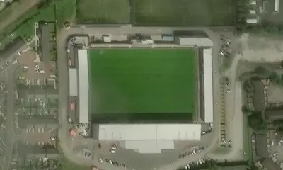 Satellite view showing Morecambe Stadium in North West