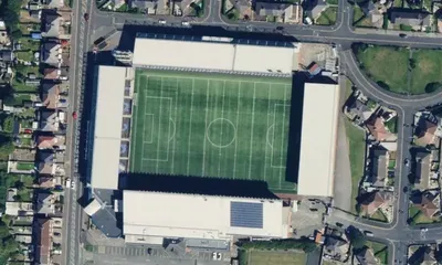 Satellite view showing Halton Stadium in North West