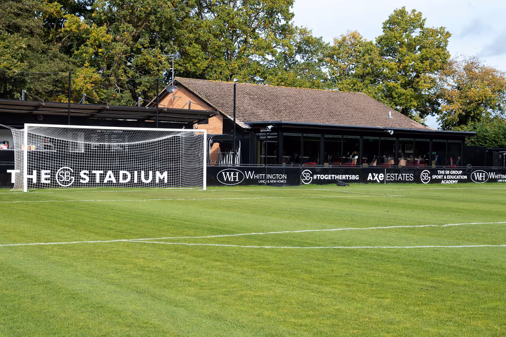 Photo of Bottom Meadow pitch and Club House October 2022. Home of Bracknell Town and Sandhurst Town.